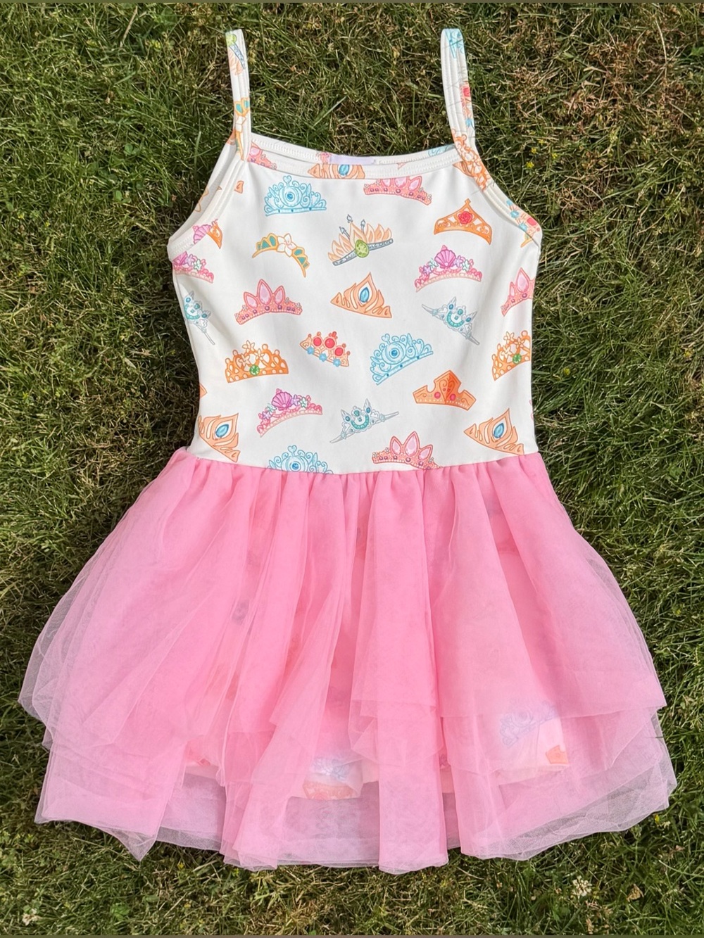 The Magic Box Disney Princess Crown Tutu Twirl Athletic Dress Pink Tulle 3/4